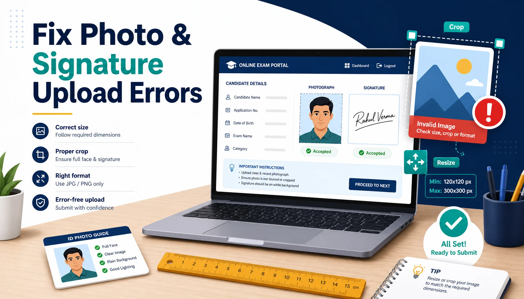 Photo & Signature Upload Errors: How to Resize and Crop Images for Exam Forms